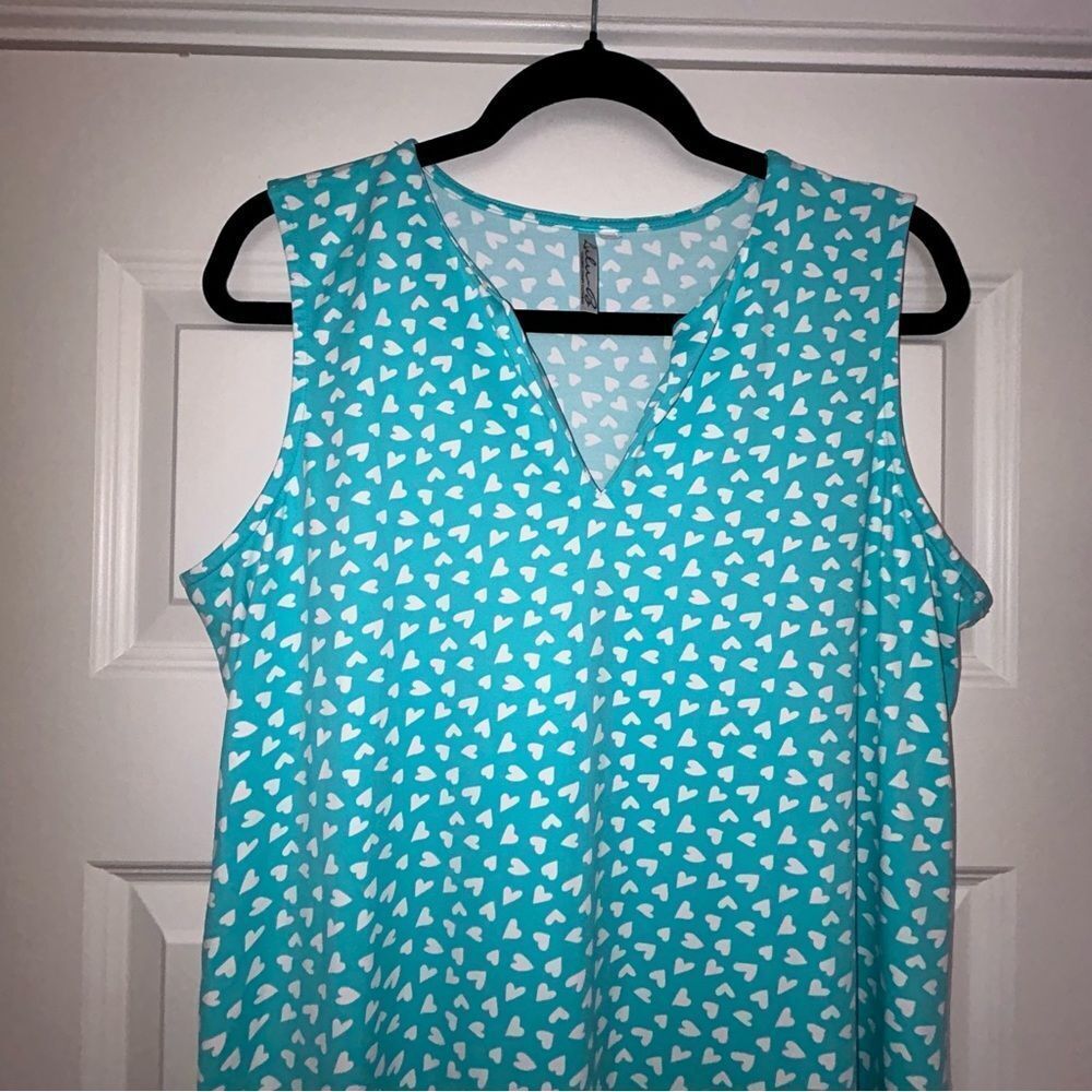 Lulu-B Heart Print Sleeveless Tunic Swing A-Line Dress - Picture 6 of 11